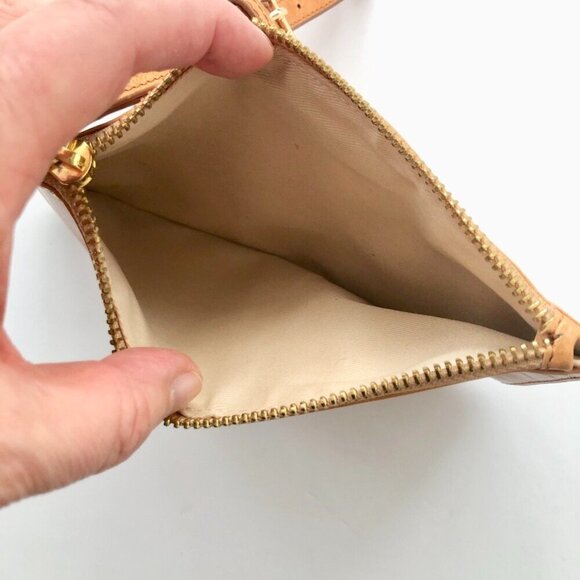 MIU MIU Replica Yellow Gold Leather Simple Wristlet Clutch Adjustable Strap 8x5" - Picture 9 of 11